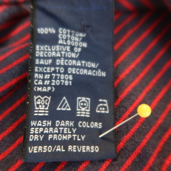 TOMMY HILFIGER Shirt Men's Short Sleeve Striped Collared Polo Blue 2XL - Picture 10 of 11